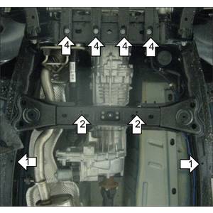 Защита Коробка переключения передач, Раздаточная коробка Volkswagen Amarok ( 2010-2016 ) г. арт: 12709