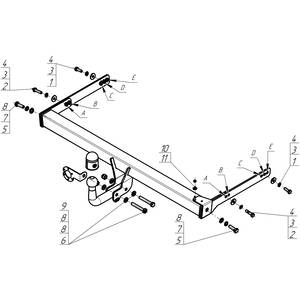 Фаркоп Audi Q3 2011-2018 ( универсал ) г. арт: V101A