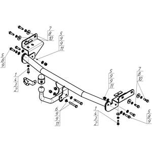 Фаркоп Hyundai Solaris 2010-2014 ( Хэтчбек, Седан ) г. арт: H104A